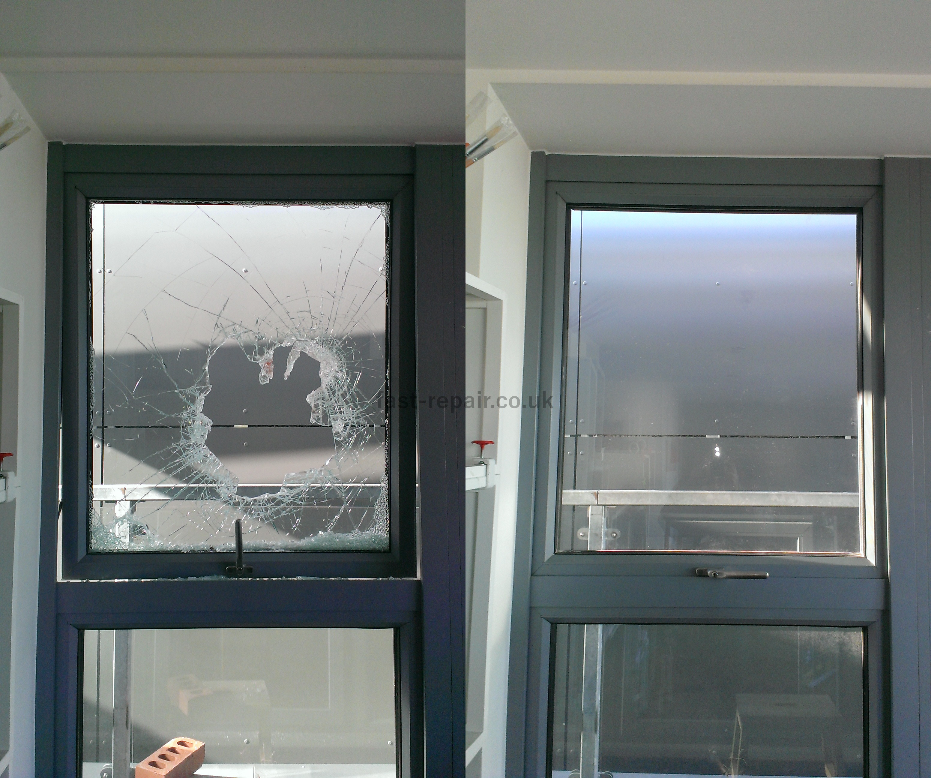 replaced window glass burglar smashed by brick in Aldgate