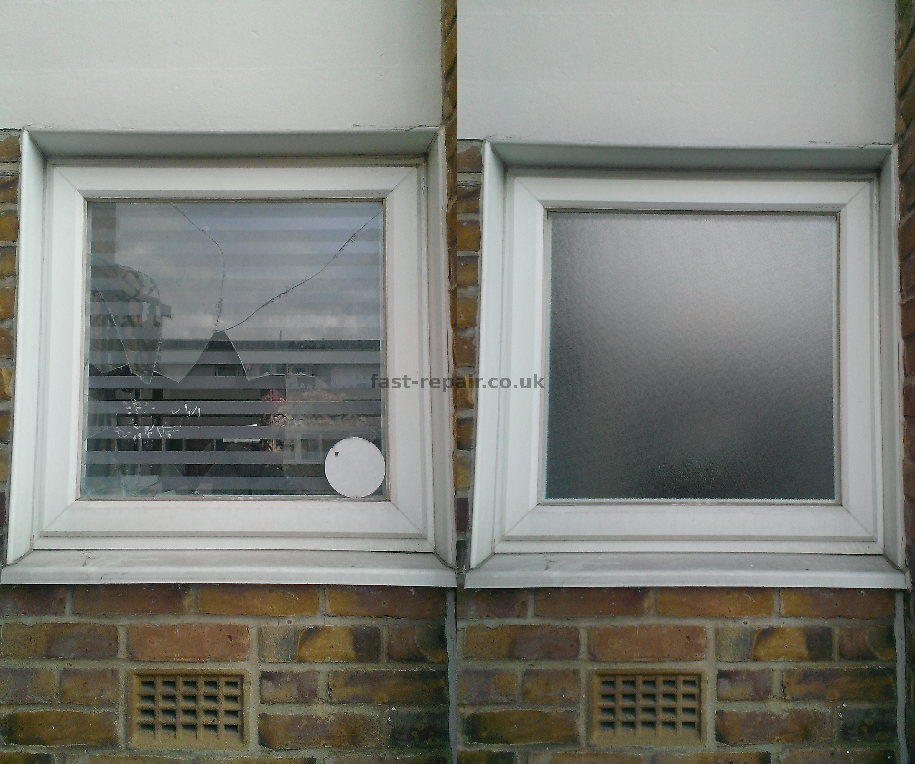 smashed bathroom window glass need same-day service in London