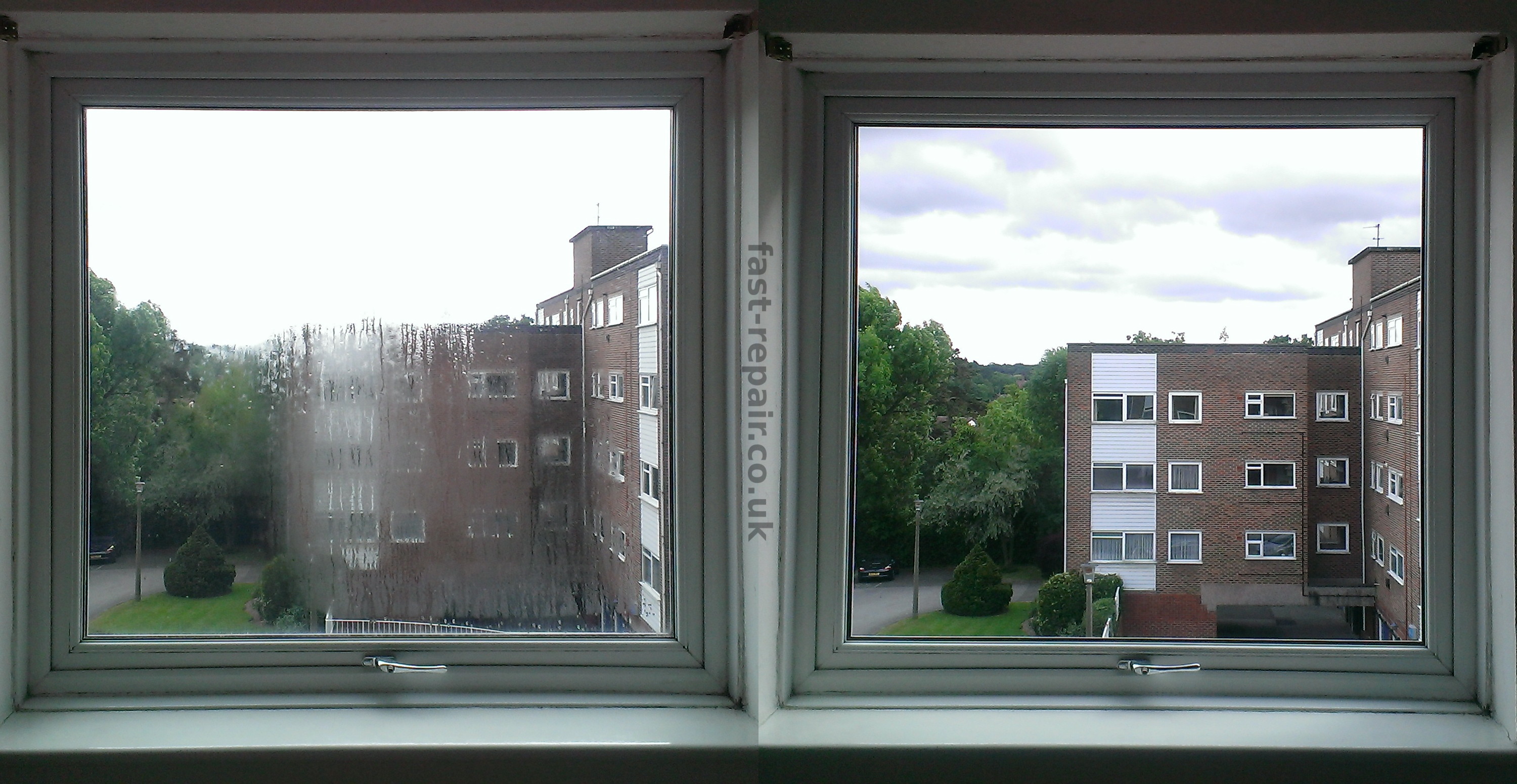 misted window glass in east London