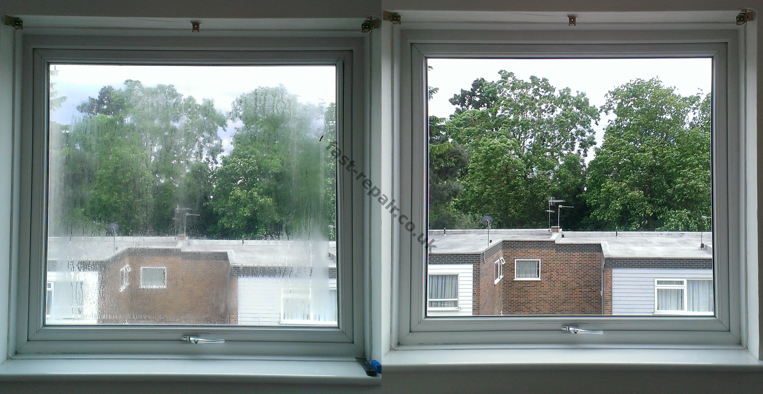 moisture trapped inside double glazed window glass unit