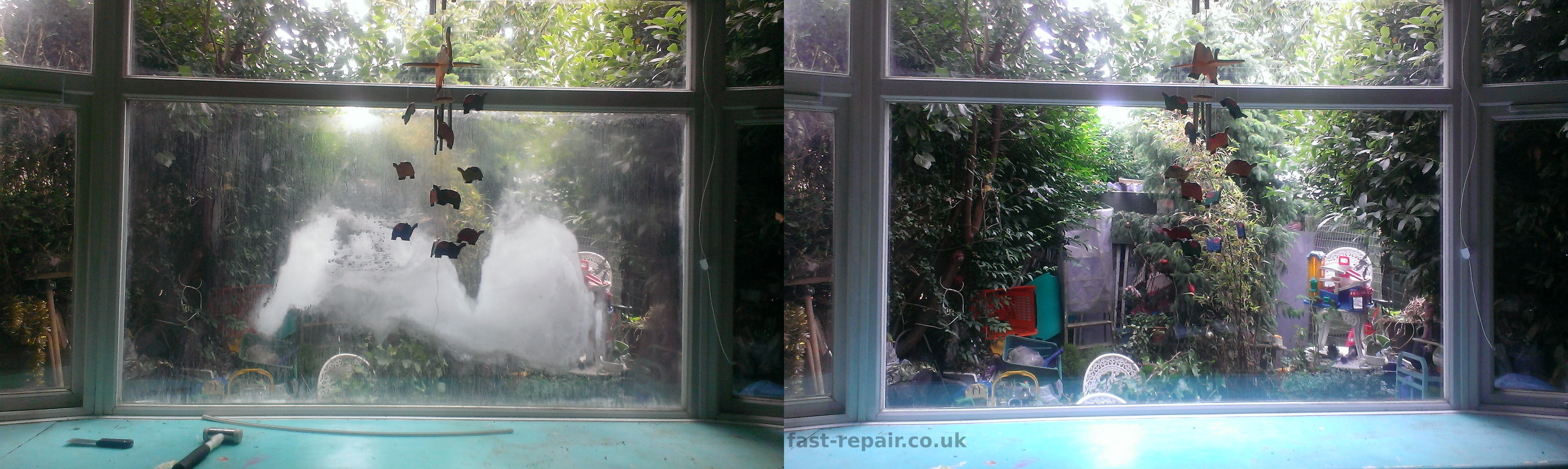 cloudy double glazing window glass