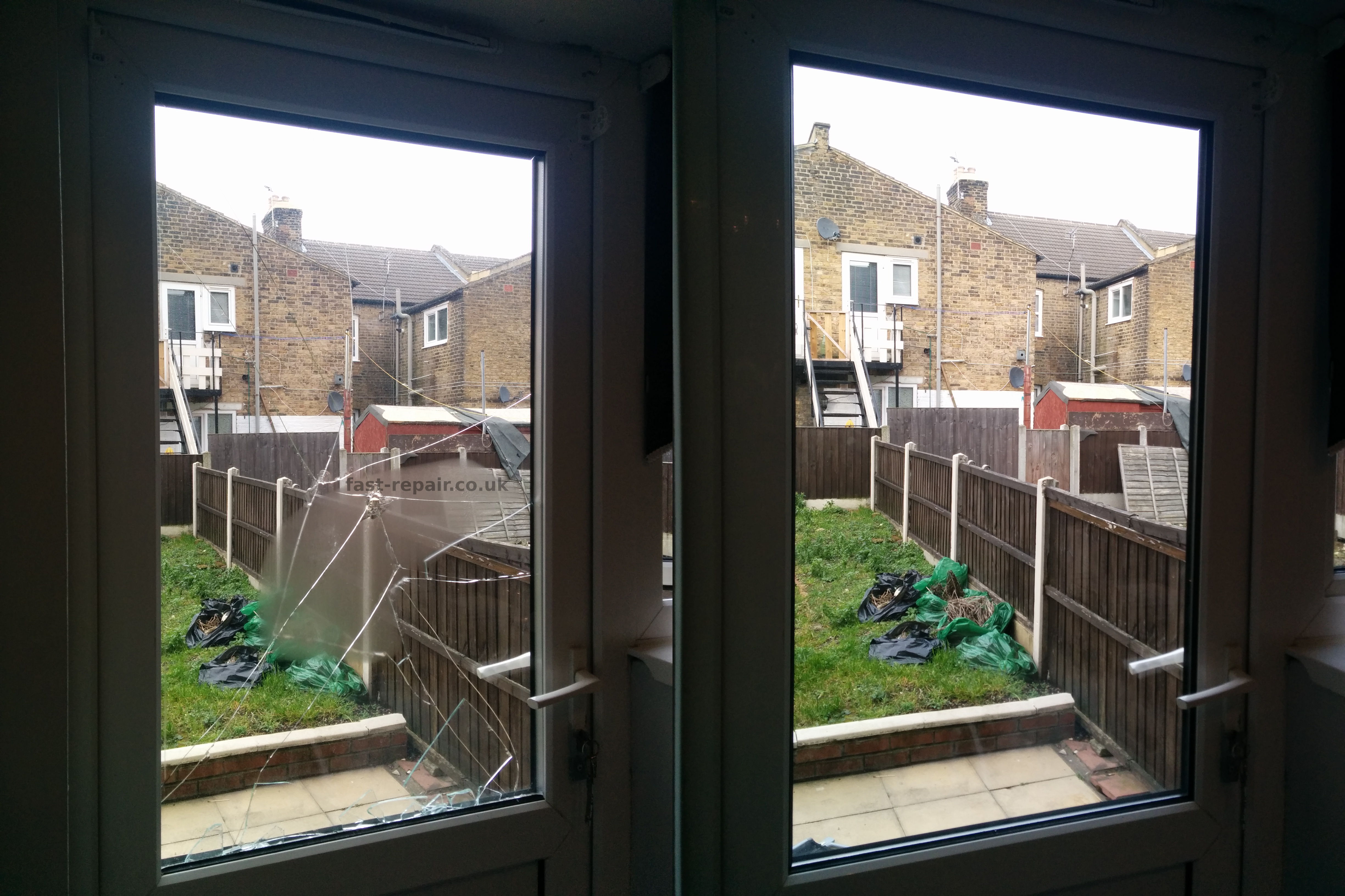 smashed door glass replacement